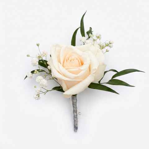 Ivory Rose Boutonniere - alternate view