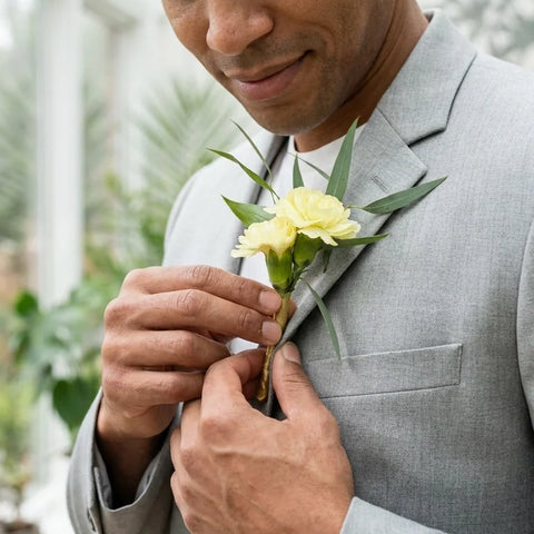 Pale Yellow Carnation Boutonniere - alternate view