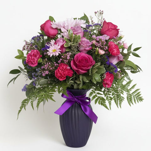 Pink flower bouquet with roses and daisies for birthday and thank you delivery in Newmarket Ontario