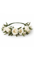 Adult white rose flower crown with greenery by Florent Floral in Newmarket