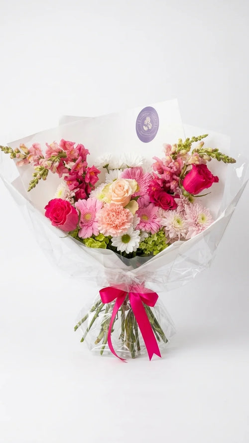 Hand-tied blush rose bouquet for prom pickup and local delivery in Newmarket and Aurora