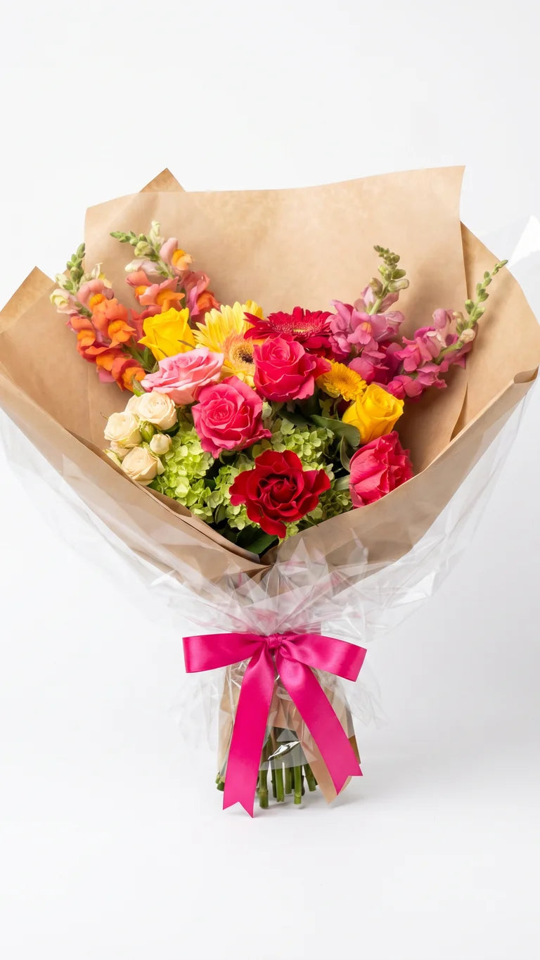 Hand-tied citrus rose bouquet for prom pickup and local delivery in Newmarket and Aurora