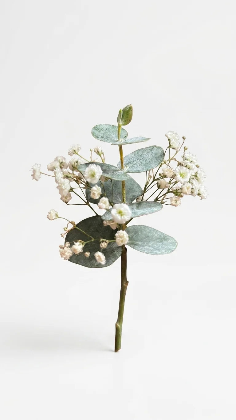 Lifestyle view of Eucalyptus Boutonniere from Florent Floral for prom styling.