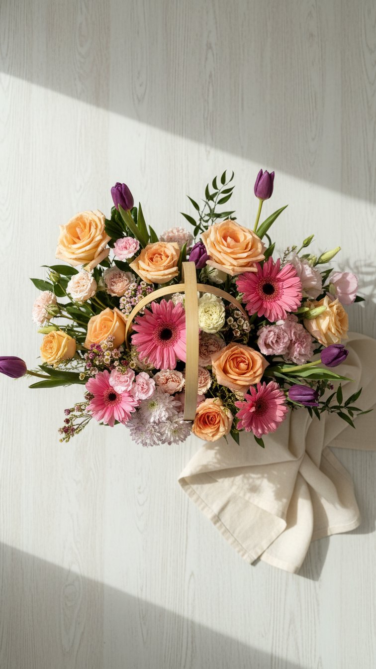 Flower basket arrangement for birthday and get well delivery in Newmarket Ontario