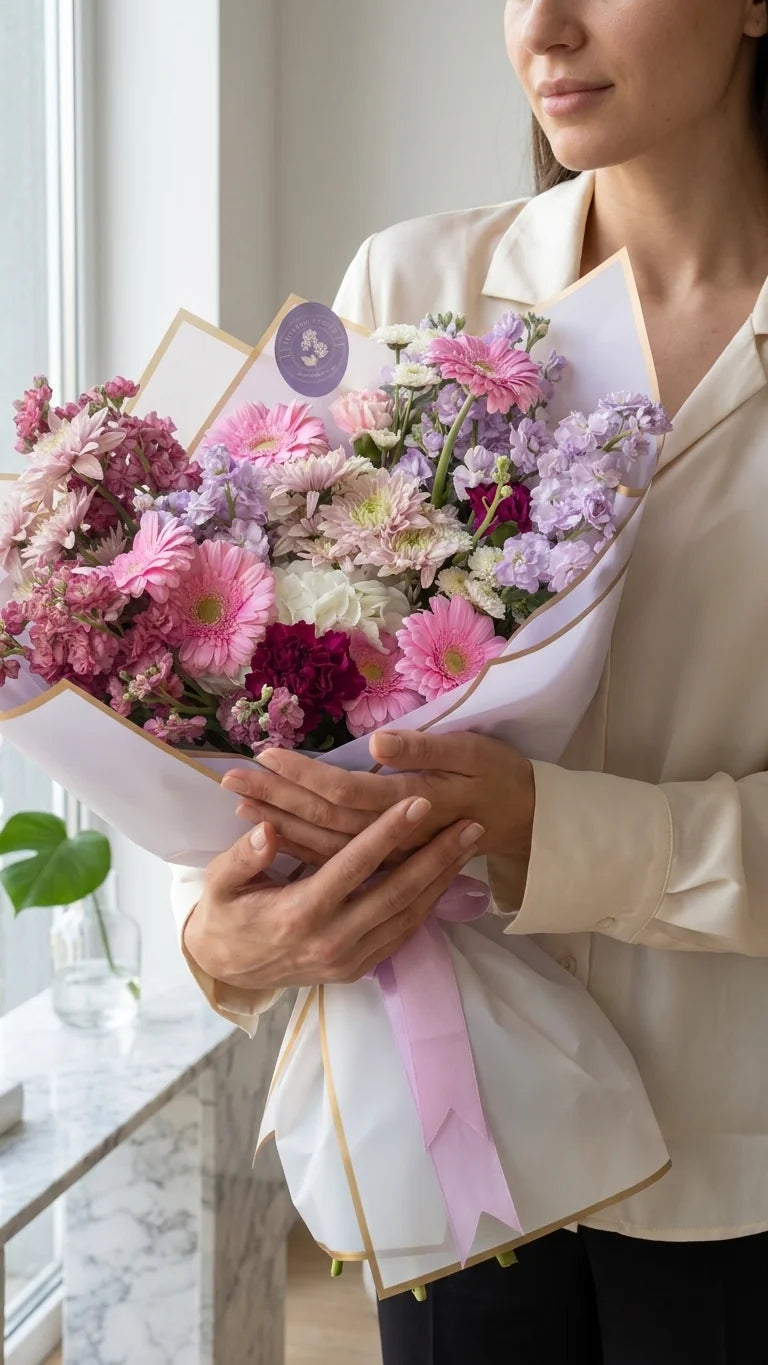 Hand-tied lavender blush bouquet for prom pickup and local delivery in Newmarket and Aurora