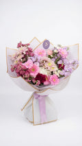 Lavender Blush Bouquet with lavender, blush pink, white, burgundy, and soft green flowers by Florent Floral in Newmarket