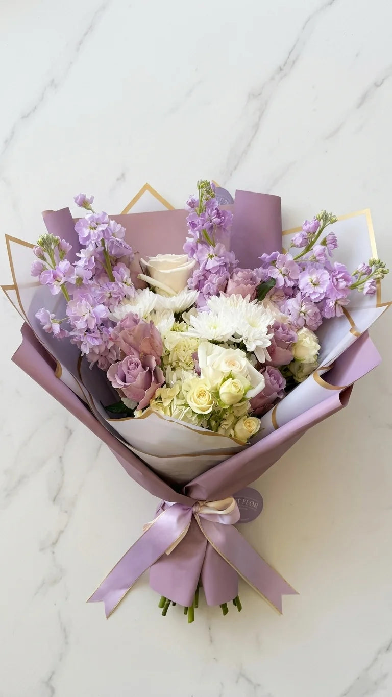Hand-tied lilac cloud bouquet for prom pickup and local delivery in Newmarket and Aurora