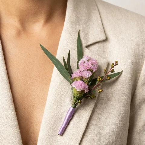 Pink Statice Boutonniere - alternate view