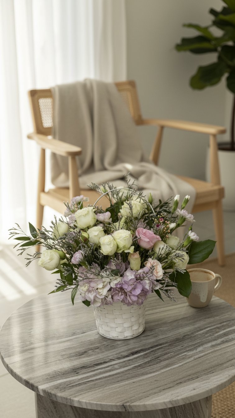 White Serenity Basket - Florent Floral
