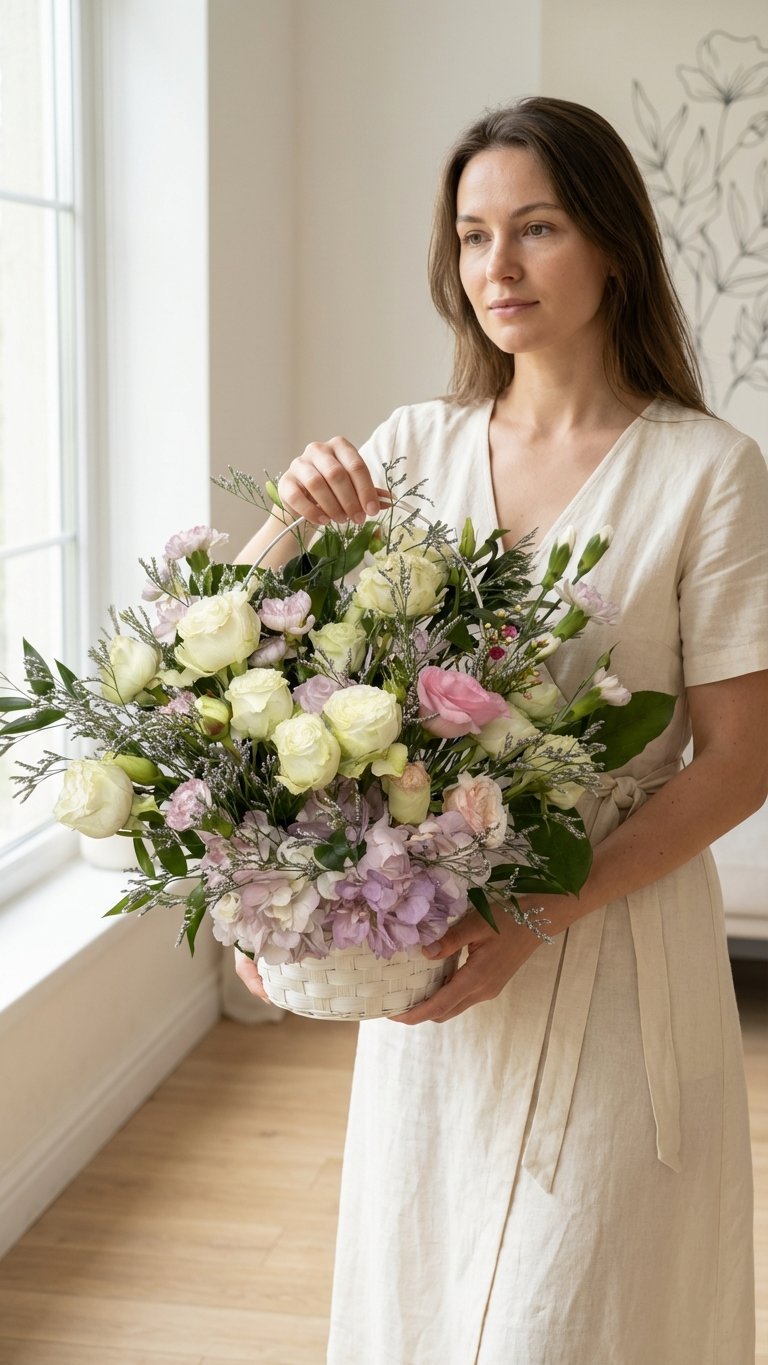 White Serenity Basket - Florent Floral
