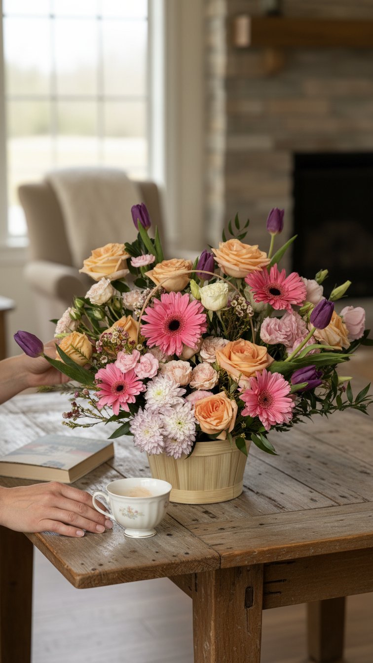 Colorful Basket Arrangement - Florent Floral