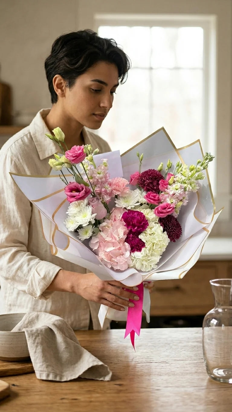 Hand-tied sweet pink bouquet for prom pickup and local delivery in Newmarket and Aurora